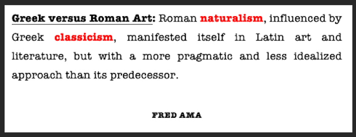 Roman Naturalism versus Greek Classicism